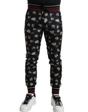 Dolce & Gabbana Elegant Silk Jogging Trousers with Ring Print