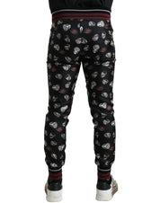 Dolce & Gabbana Elegant Silk Jogging Trousers with Ring Print