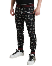 Dolce & Gabbana Elegant Silk Jogging Trousers with Ring Print