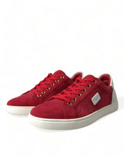 Dolce & Gabbana Elegant Red & White Low Top Sneakers