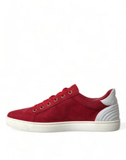 Dolce & Gabbana Elegant Red & White Low Top Sneakers