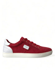 Dolce & Gabbana Elegant Red & White Low Top Sneakers