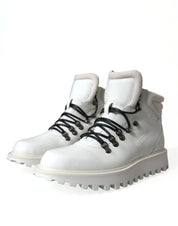 Dolce & Gabbana Elegant White Leather Ankle Boots