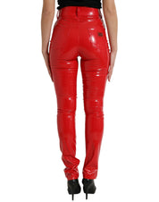 Dolce & Gabbana Shiny Red High Waist Skinny Pants