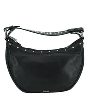Versace Elegant Black Leather Hobo Shoulder Bag