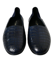 Dolce & Gabbana Elegant Blue Crocodile Leather Loafers