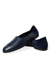 Dolce & Gabbana Elegant Blue Crocodile Leather Loafers