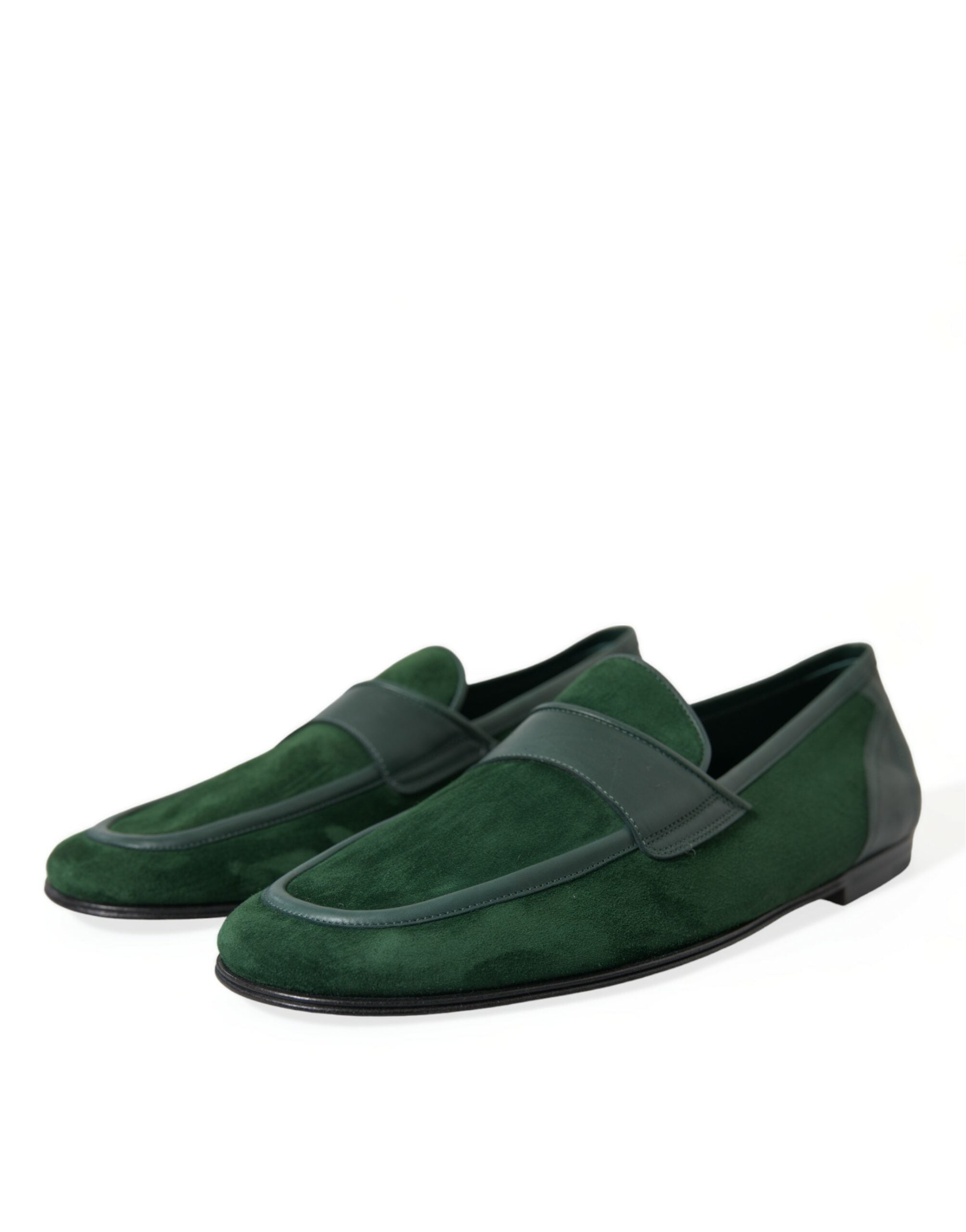 Dolce & Gabbana Emerald Velvet Leather Loafers for Men