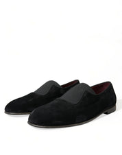 Dolce & Gabbana Elegant Black Velor Loafers for the Discerning Gentleman