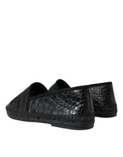 Dolce & Gabbana Exotic Black Leather Espadrilles