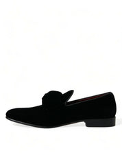 Dolce & Gabbana Elegant Black Velvet Loafers - Men's Luxury Footwear