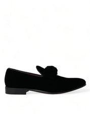 Dolce & Gabbana Elegant Black Velvet Loafers - Men's Luxury Footwear