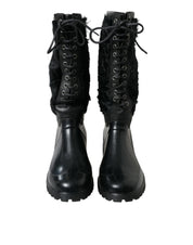 Dolce & Gabbana Sleek Black Shearling Mid Calf Boots