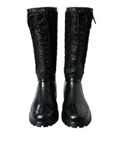 Dolce & Gabbana Elegant Quilted Lace-Up Rain Boots