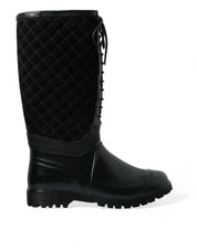 Dolce & Gabbana Elegant Quilted Lace-Up Rain Boots