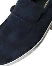 Dolce & Gabbana Elegant Blue Suede Leather Loafers