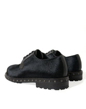 Dolce & Gabbana Black Stable Fur Derby SAN PIETRO Dress Shoes