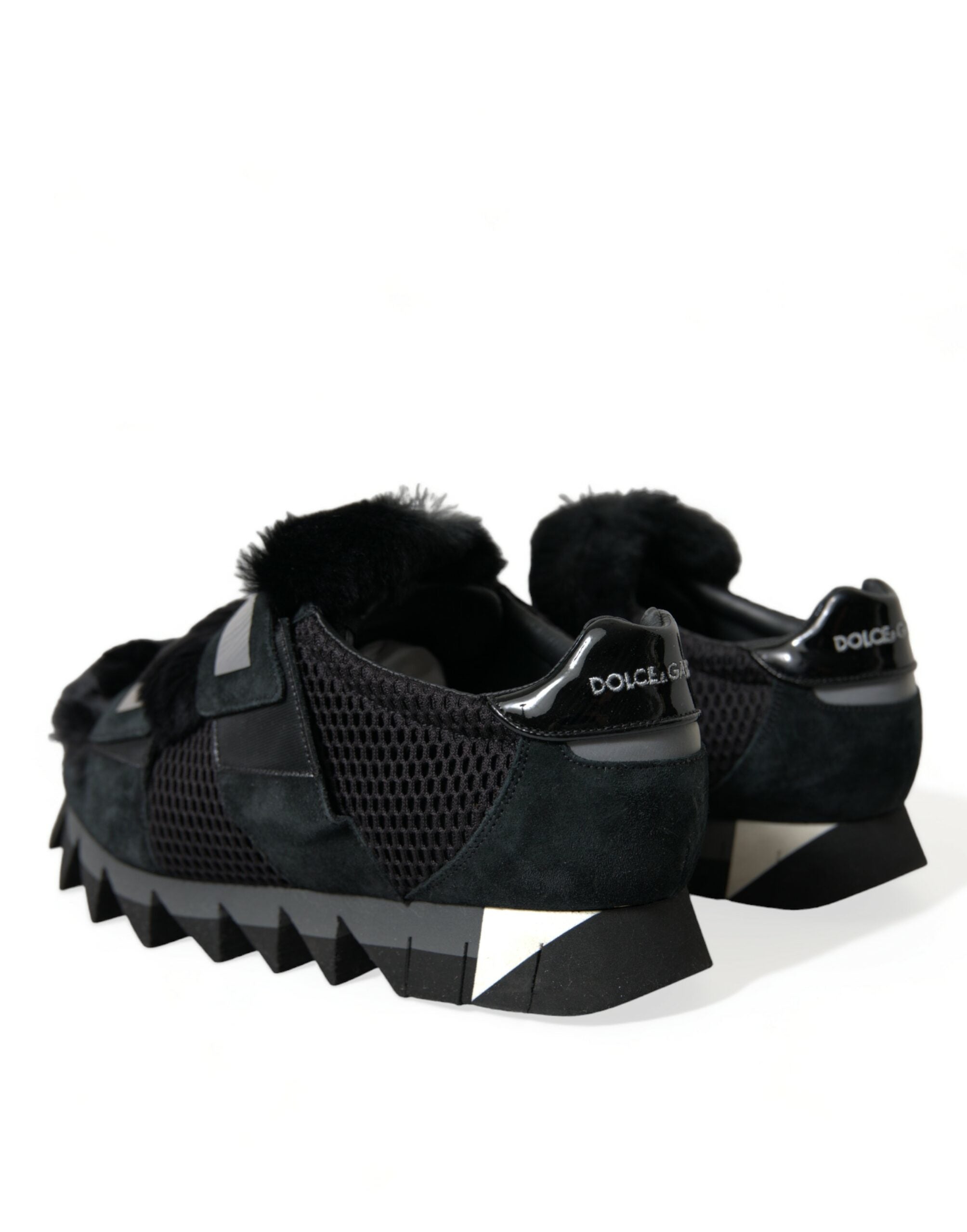 Dolce & Gabbana Elegant Fur-Embellished Suede Sneakers