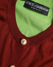 Dolce & Gabbana Multicolor Silk Crewneck Cardigan Sweater
