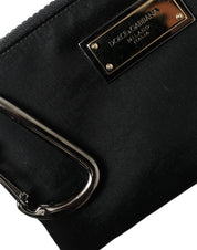 Dolce & Gabbana Black Nylon Logo Plaque Keyring Pouch Clutch Bag
