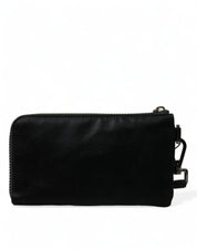 Dolce & Gabbana Black Nylon Logo Plaque Keyring Pouch Clutch Bag