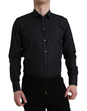 Dolce & Gabbana Elegant Navy Blue Slim Fit Dress Shirt