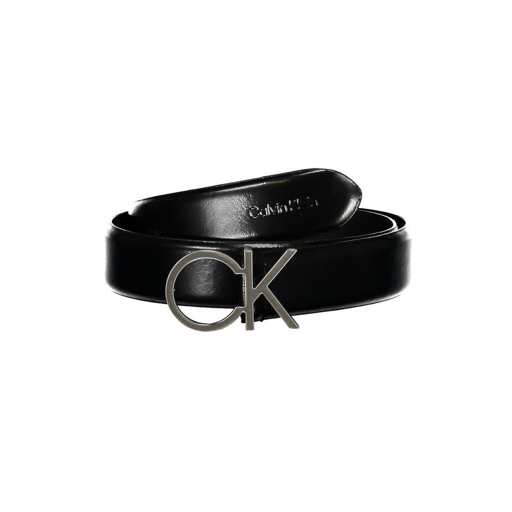 Calvin Klein Elegant Black Leather Belt with Metal Buckle