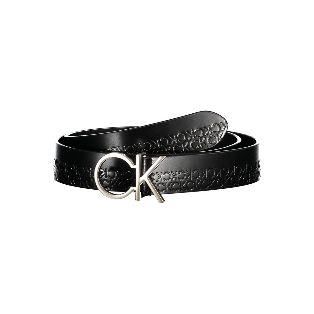 Calvin Klein Elegant Black Leather Belt with Metal Buckle