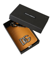 Dolce & Gabbana Elegant Orange Calf Leather Card Holder