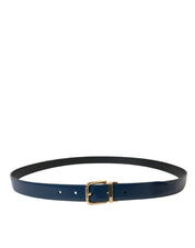 Dolce & Gabbana Elegant Blue Leather Belt with Metal Buckle