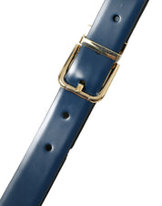 Dolce & Gabbana Elegant Blue Leather Belt with Metal Buckle