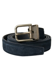 Dolce & Gabbana Elegant Blue Leather Belt with Metal Buckle