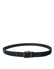 Dolce & Gabbana Elegant Blue Leather Belt with Metal Buckle