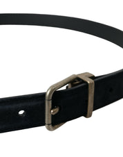 Dolce & Gabbana Elegant Blue Leather Belt with Metal Buckle