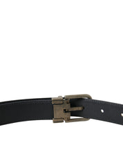 Dolce & Gabbana Elegant Blue Leather Belt with Metal Buckle