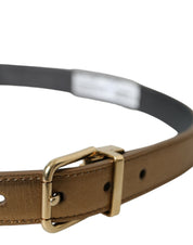 Dolce & Gabbana Metallic Gold Leather Belt - Timeless Elegance