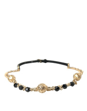 Dolce & Gabbana Black Suede Gold Chain Crystal Waist Belt