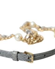 Dolce & Gabbana Blue Braided Gold Brass Chain Waist Belt