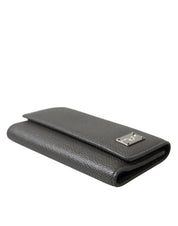 Dolce & Gabbana Chic Gray Leather Trifold Key Holder