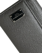 Dolce & Gabbana Chic Gray Leather Trifold Key Holder