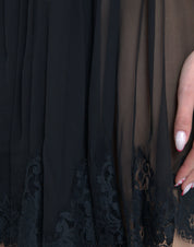 Dolce & Gabbana Black Silk Pleated Lace Chiffon Mini Dress