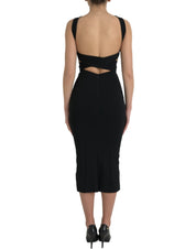 Dolce & Gabbana Black Sheath Halter Sleeveless Midi Dress