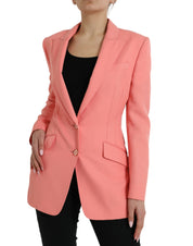Dolce & Gabbana Pink Polyester Single Breasted Blazer Jacket