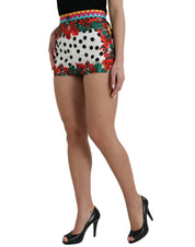 Dolce & Gabbana Multicolor Floral Polka Dot Hot Pants Shorts