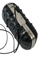 Balenciaga Black Exotic Skin Leather Shoulder Crossbody Box Clutch Bag