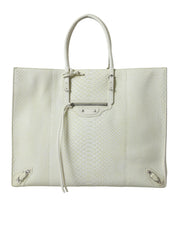 Balenciaga White Yellow Exotic Skin Leather Shopping Tote PAPIER Bag