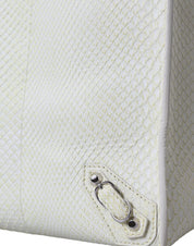 Balenciaga White Yellow Exotic Skin Leather Shopping Tote PAPIER Bag