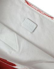 Prada Red Jersey Fabric Logo Shoulder Shopping Tote Bag