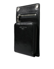 Dolce & Gabbana Wallet Black Horse Leather Zip Logo Cross Body Phone Slot