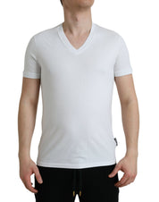 Dolce & Gabbana White Cotton V-neck Short Sleeve Underwear T-shirt